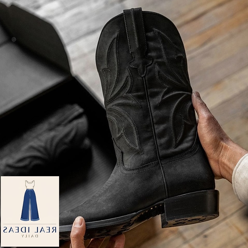 30 Cowboy Boots Outfit That Are Going Viral on Pinterest Right Now 9 All-Black Everything With Statement Boots