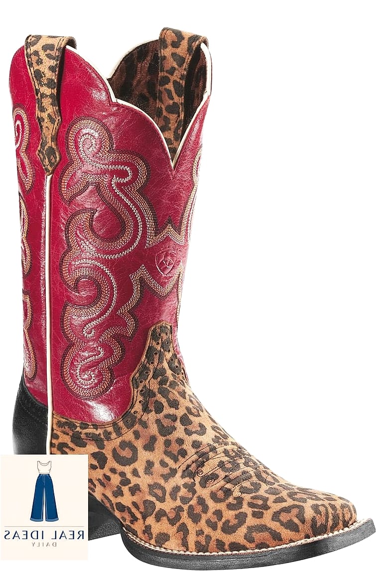 30 Cowboy Boots Outfit That Are Going Viral on Pinterest Right Now 26 Animal Print Top and Dark Denim