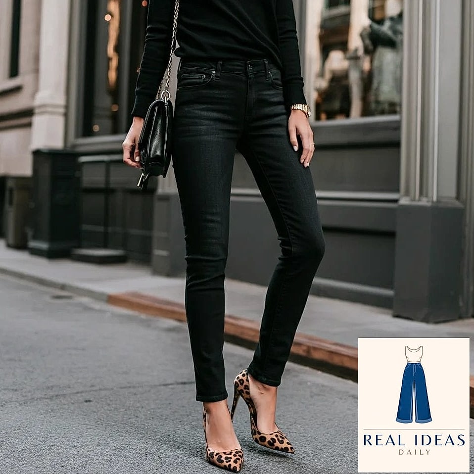 Animal Print Top with Dark Denim