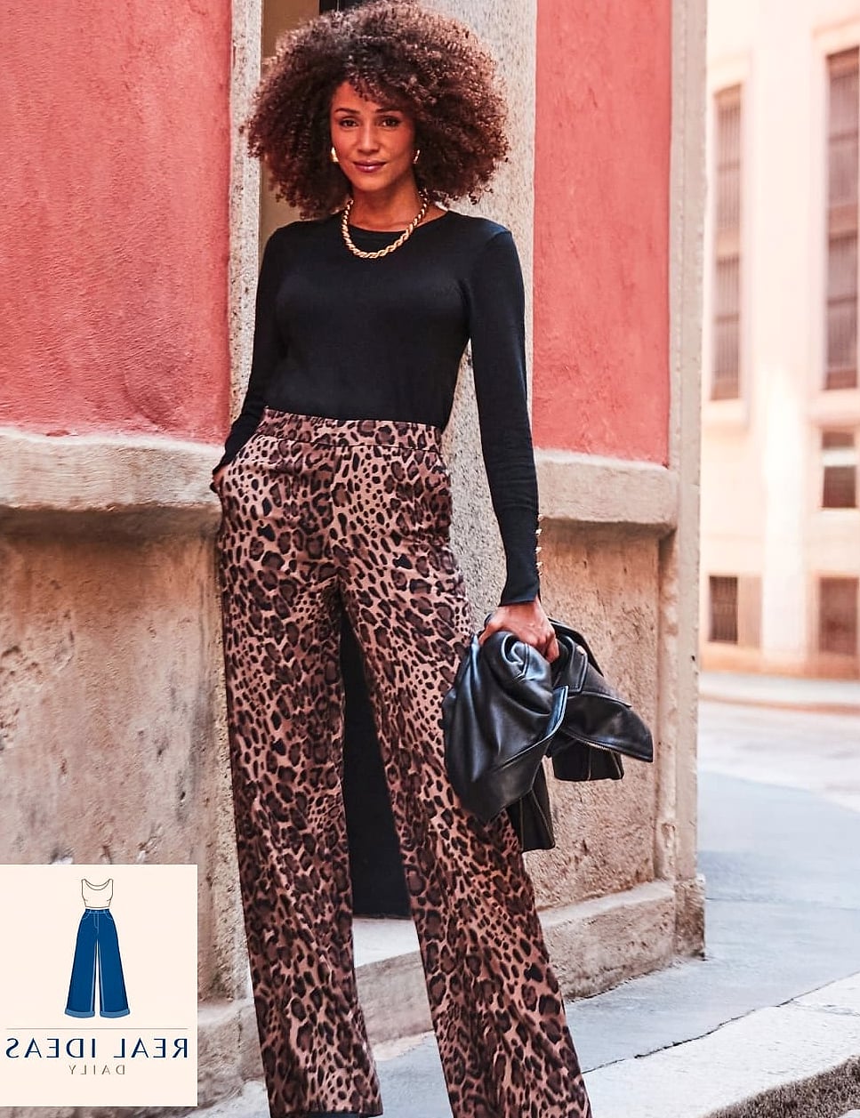 26 Wide Leg Sweatpants Outfit Every Style Lover Needs to See 24 Animal Print Top for Pattern Play