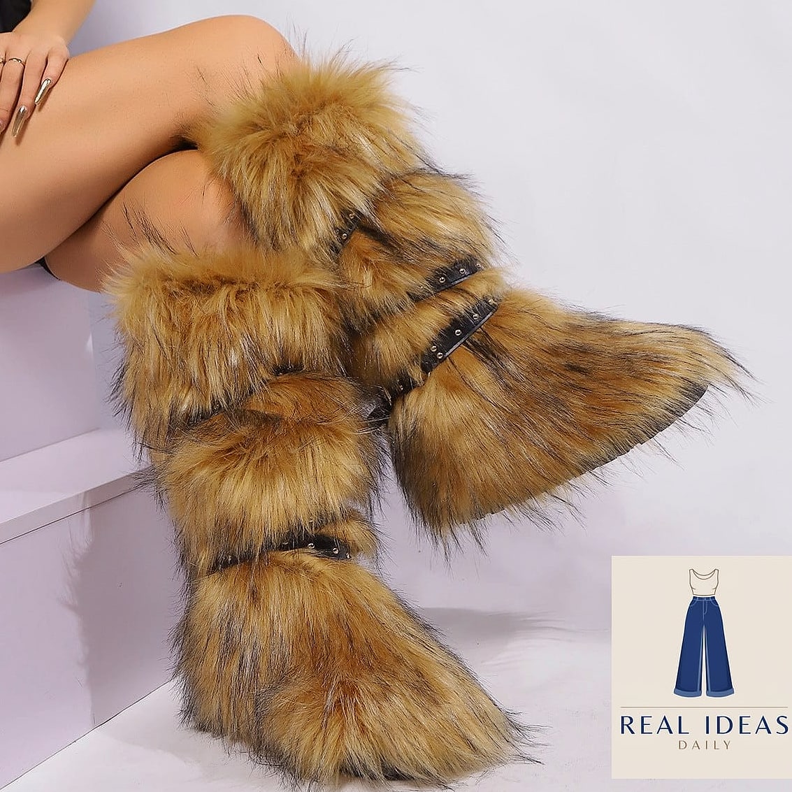 Athletic Dress Layered with Fur Boots