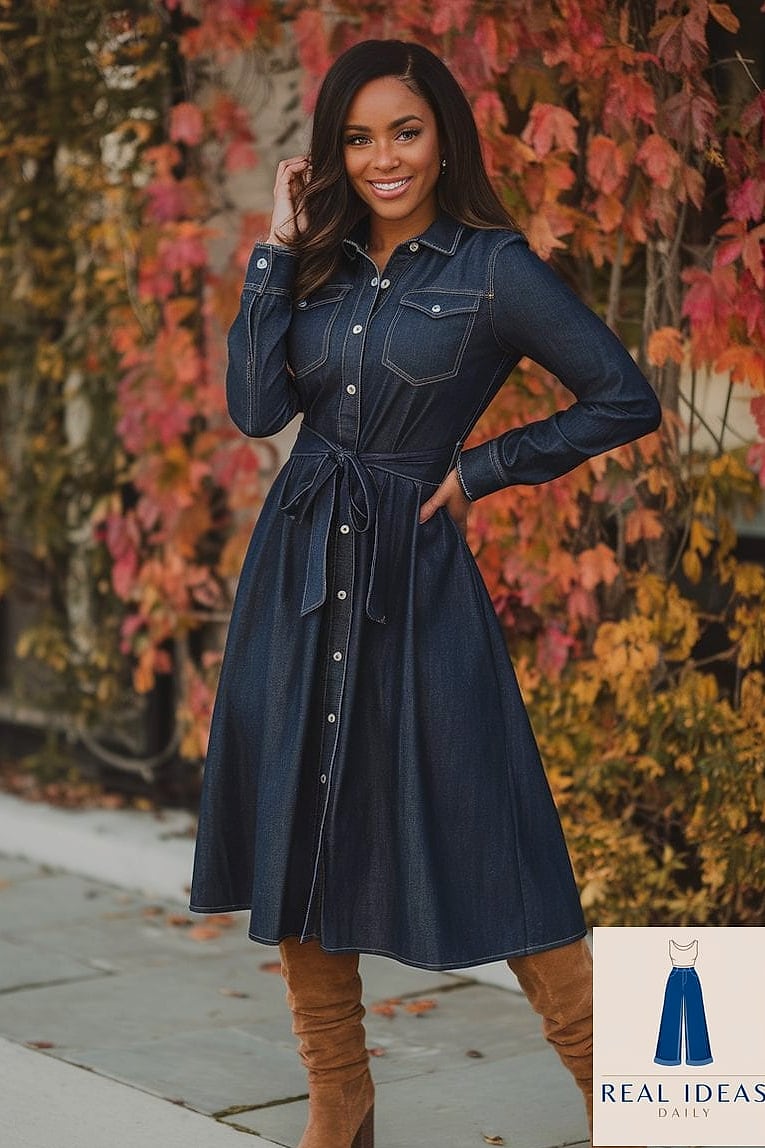 Athletic-Inspired Jean Dress Look