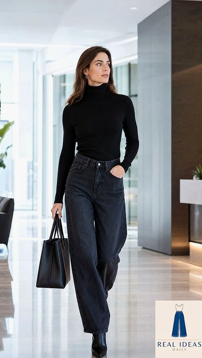 BAGGY JEANS WITH ANKLE BOOTS