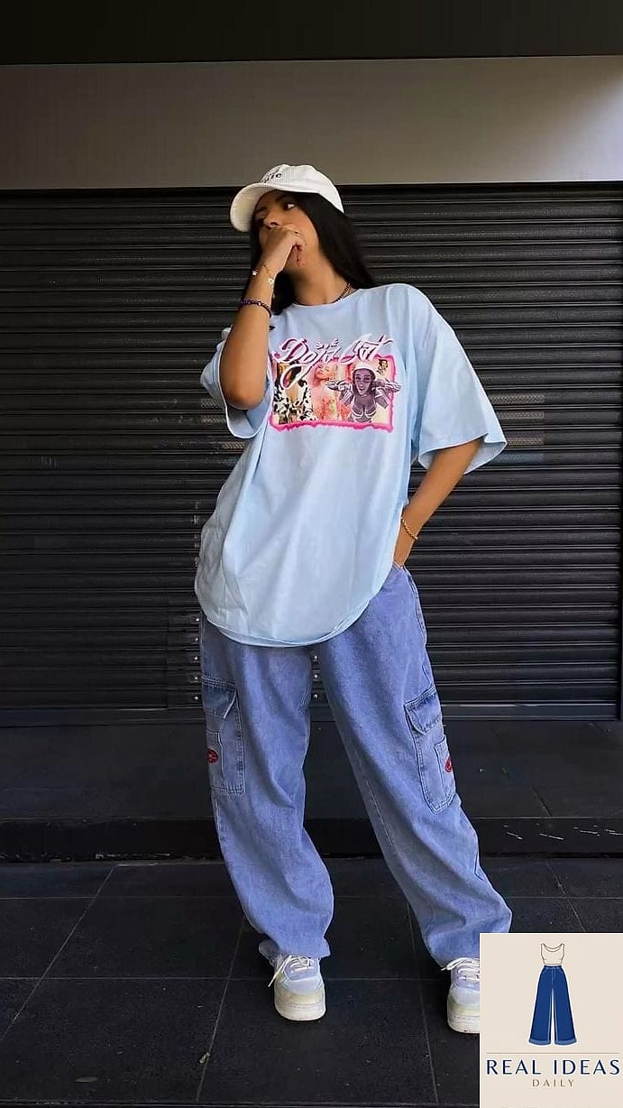 Baggy Jeans With Animal Print Top