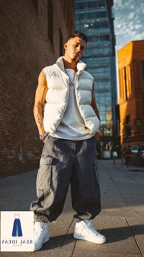 Baggy Jeans and Puffer Vest for Outdoor Days