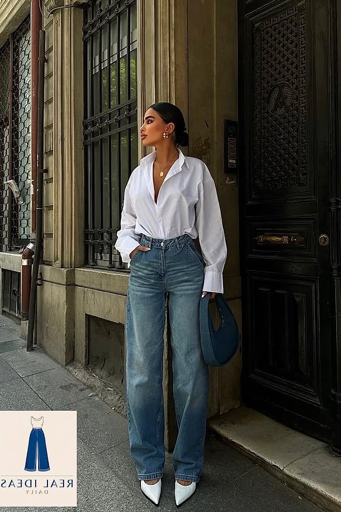 27 Outfit Inspo Baggy Jeans You Need to Try Next 20 Baggy Jeans With a Structured Button-Down
