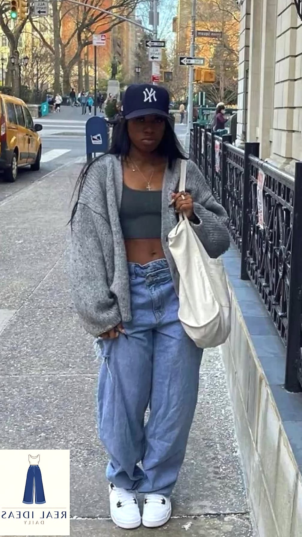 27 Outfit Inspo Baggy Jeans You Need to Try Next 27 Baggy Jeans With a Cropped Puffer Jacket