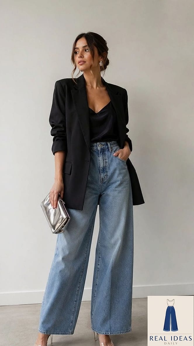Baggy Jeans With Heels for a Wedding Guest Look