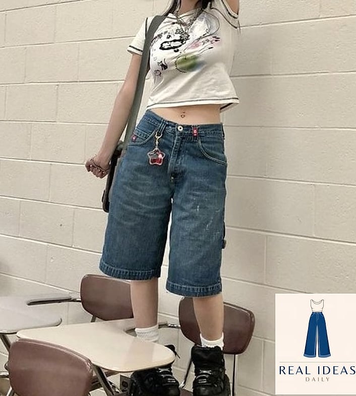 30 How To Style Baggy Jeans Worth Pinning Immediately 14 Baggy Jeans and Biker Shorts Under a Long Tee