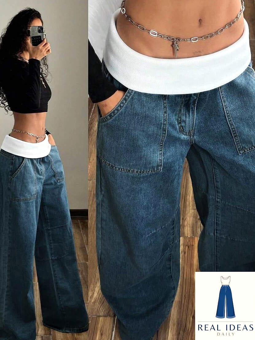 Baggy Jeans with a Wide Waistband