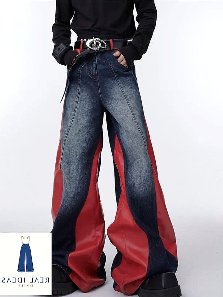 Baggy Jeans in Burgundy Wash
