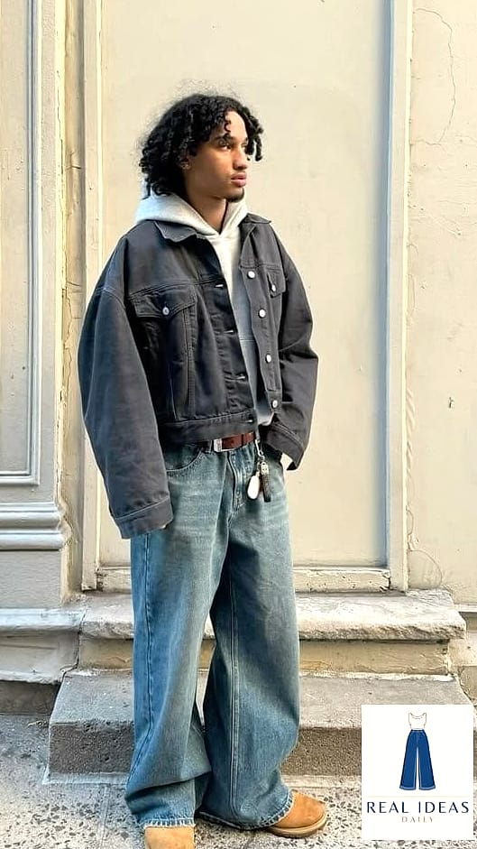 Baggy Jeans With Suede Ankle Boots for a Softer Look