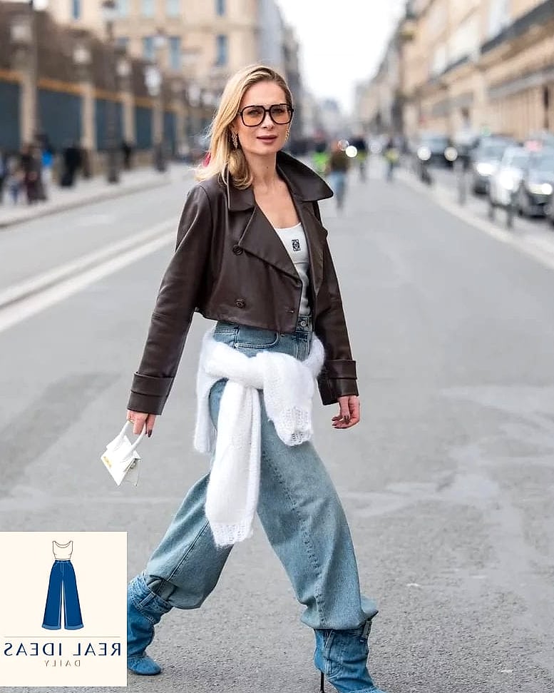 Baggy Jeans With White Boots for a Fresh Look