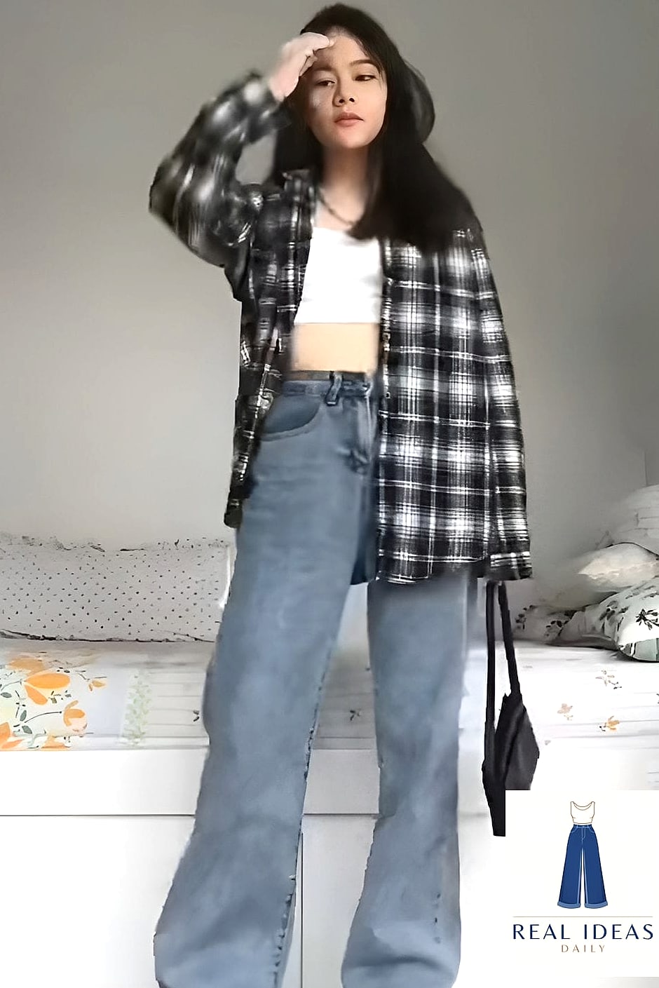 Baggy Jeans With a Slip Dress Layered Over Top
