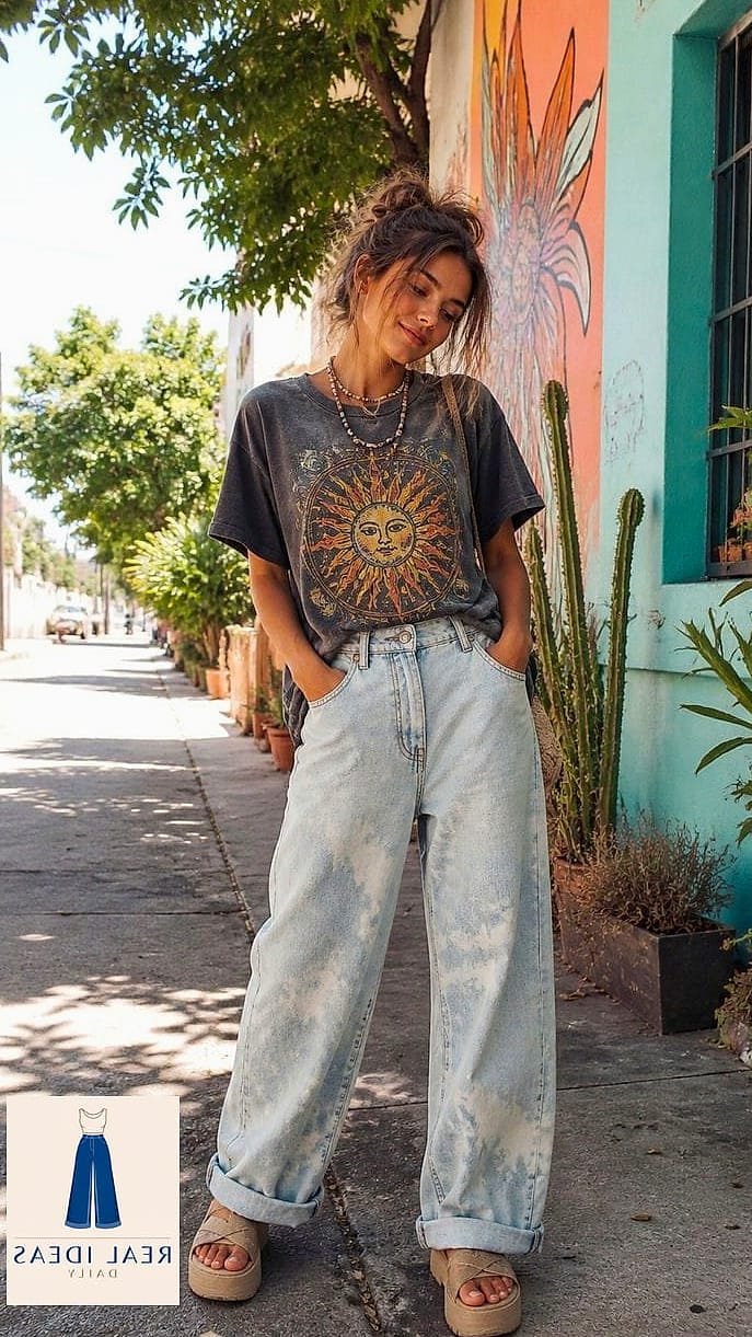Baggy-Jeans Outfit: With Animal Print Accents