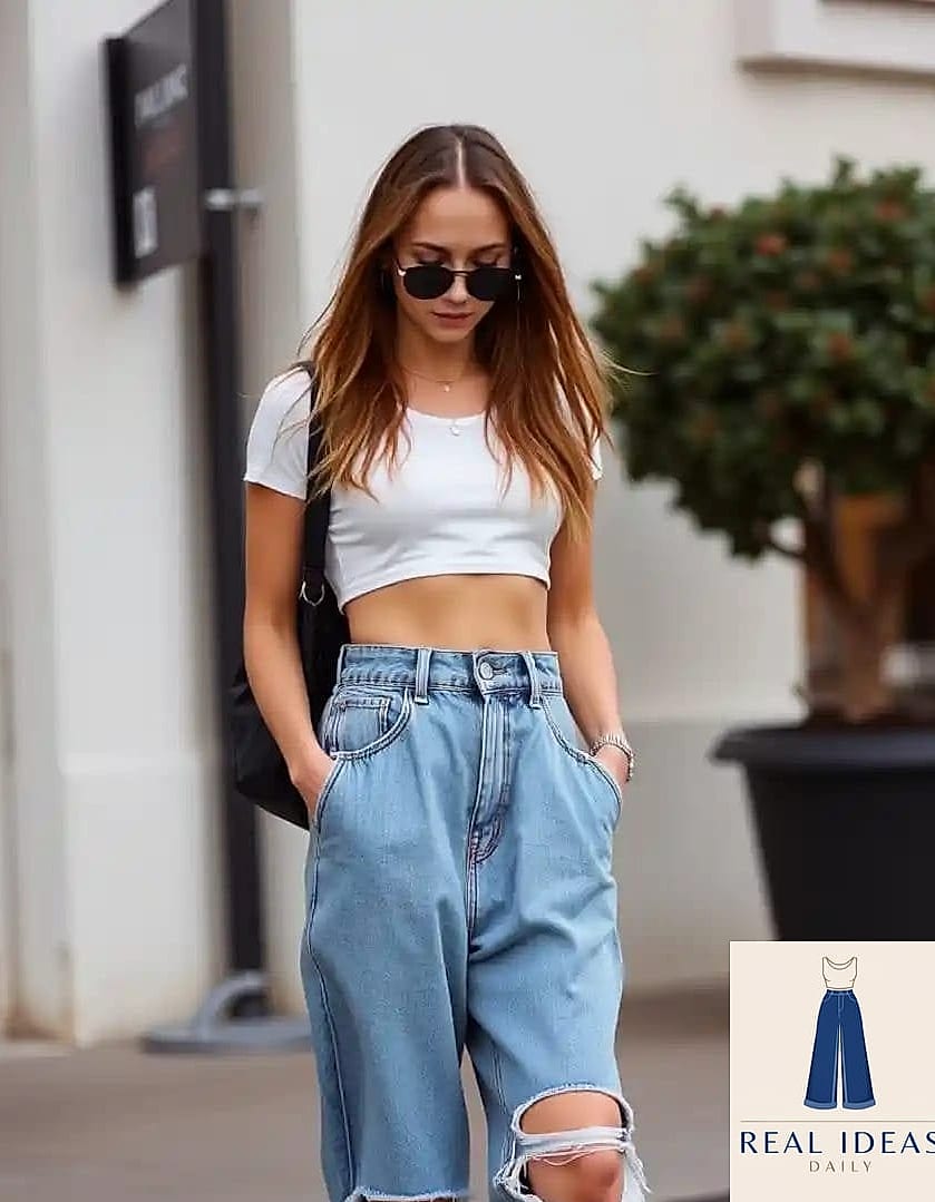 BAGGY JEANS WITH A PLAID CROP TOP
