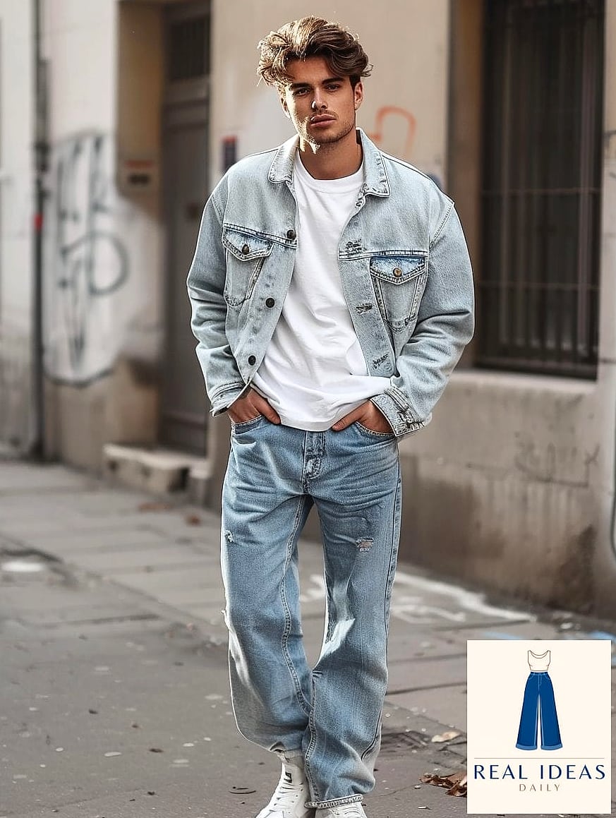 Baggy-Jeans Outfit: With a Denim-on-Denim Moment