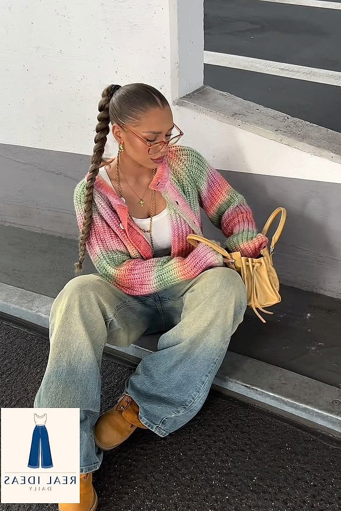 BAGGY JEANS WITH A CARDIGAN