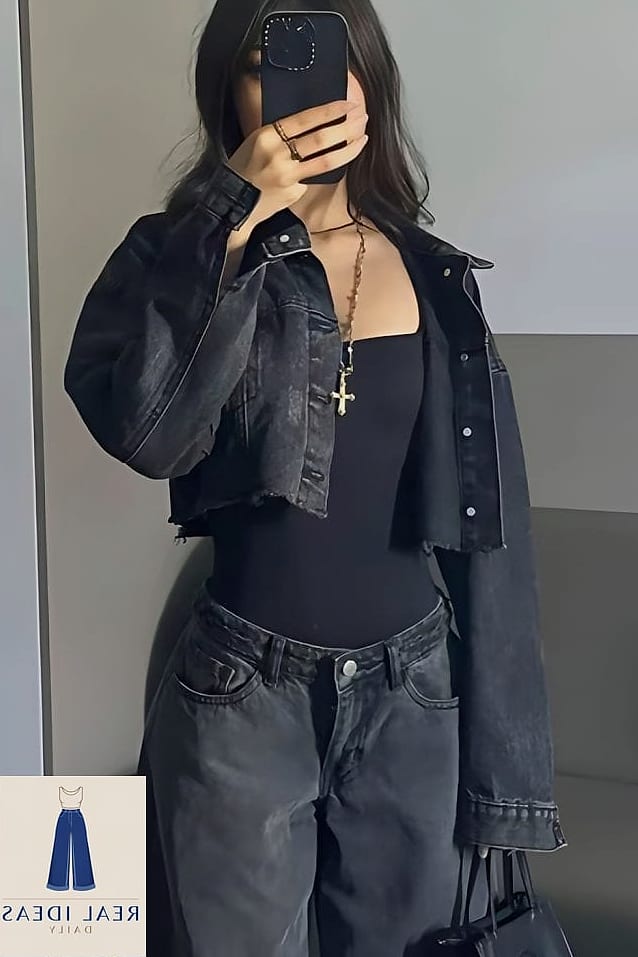 BAGGY JEANS WITH CHROME NAILS AND MINIMAL JEWELRY