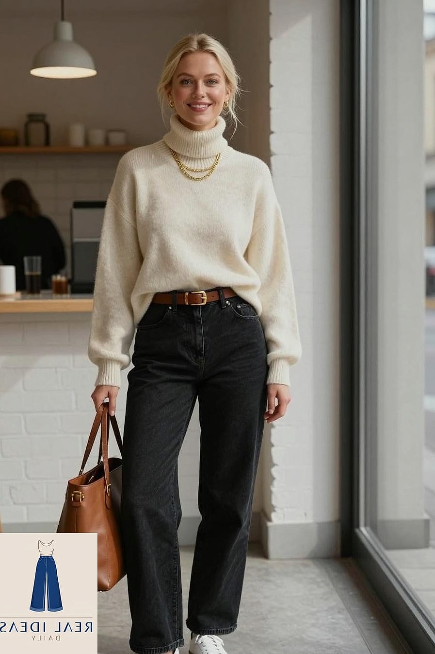 Baggy Jeans and a Turtleneck for Minimalist Style