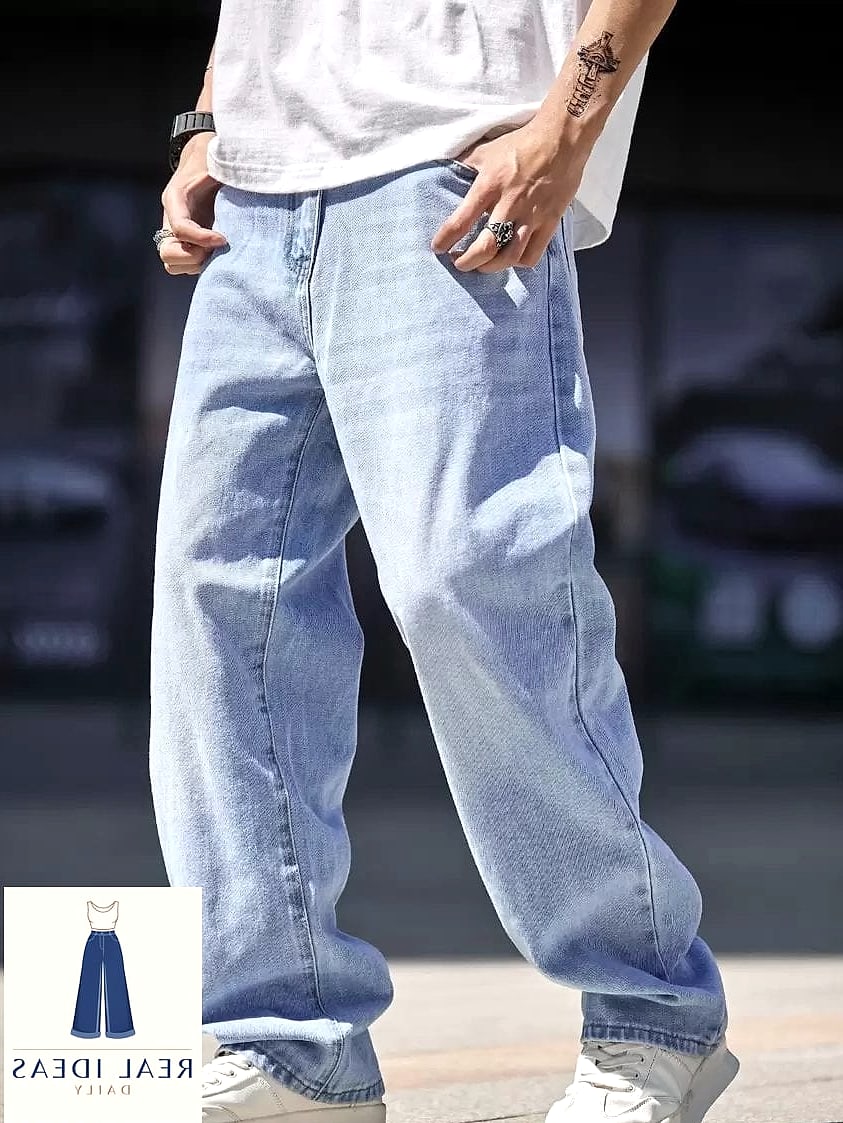 Baggy Jeans With Contrast Stitching