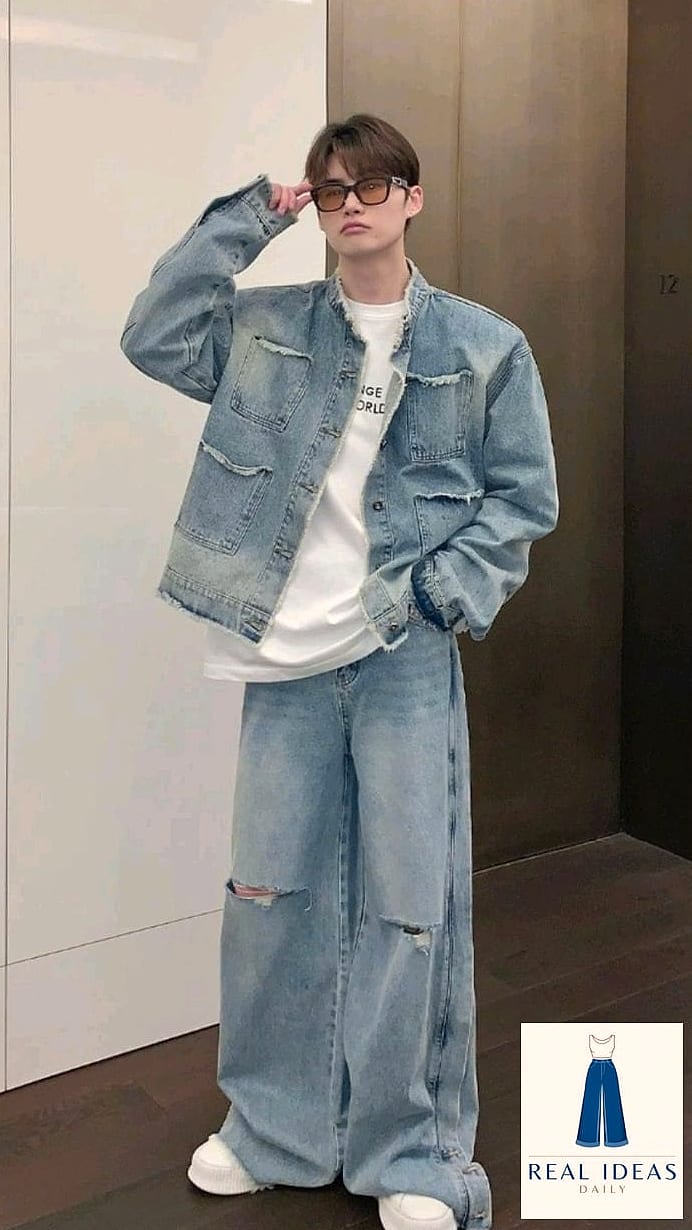 Baggy Jeans and a Denim Jacket for a Double Denim Moment