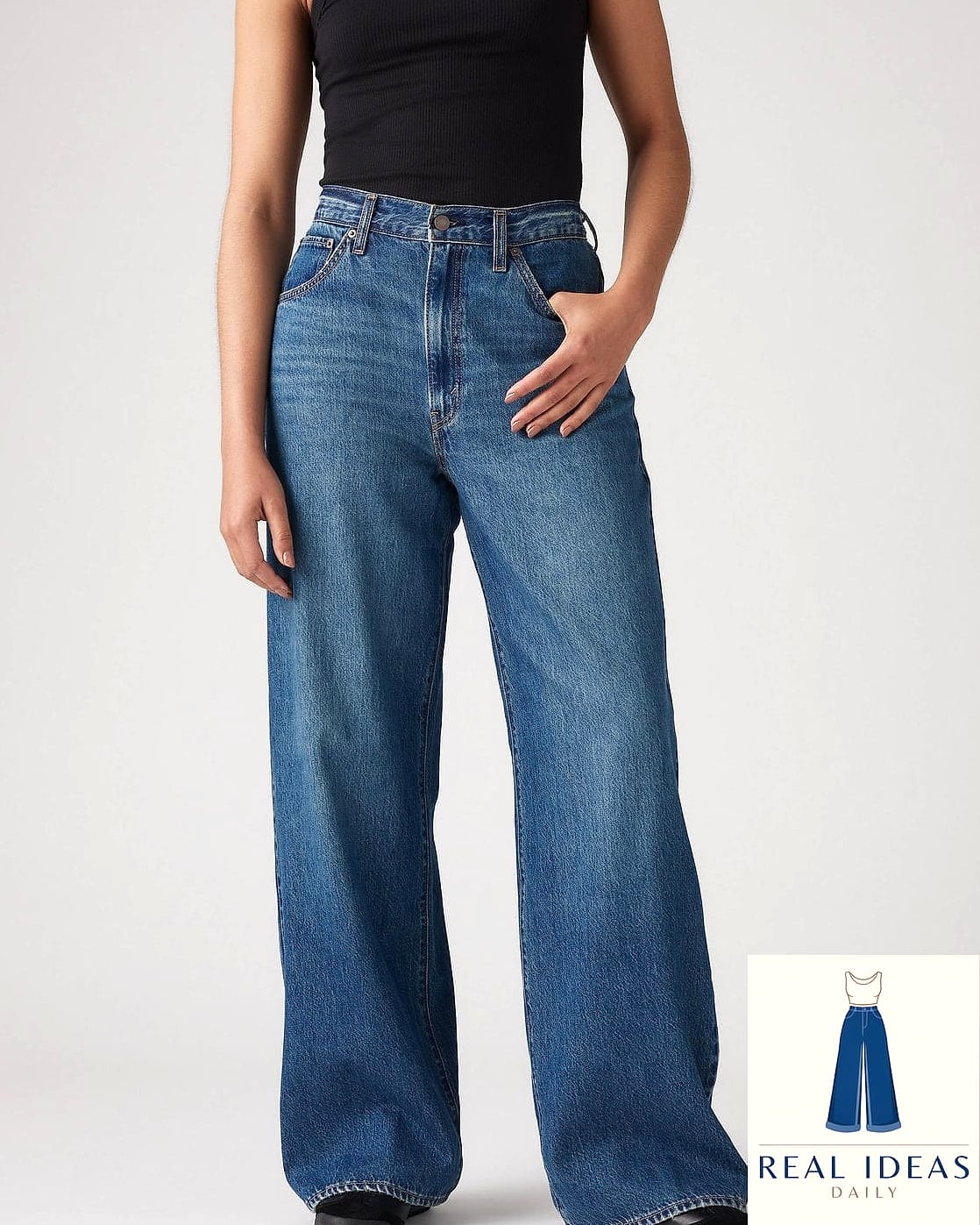 Baggy Jeans in a Medium Blue Wash
