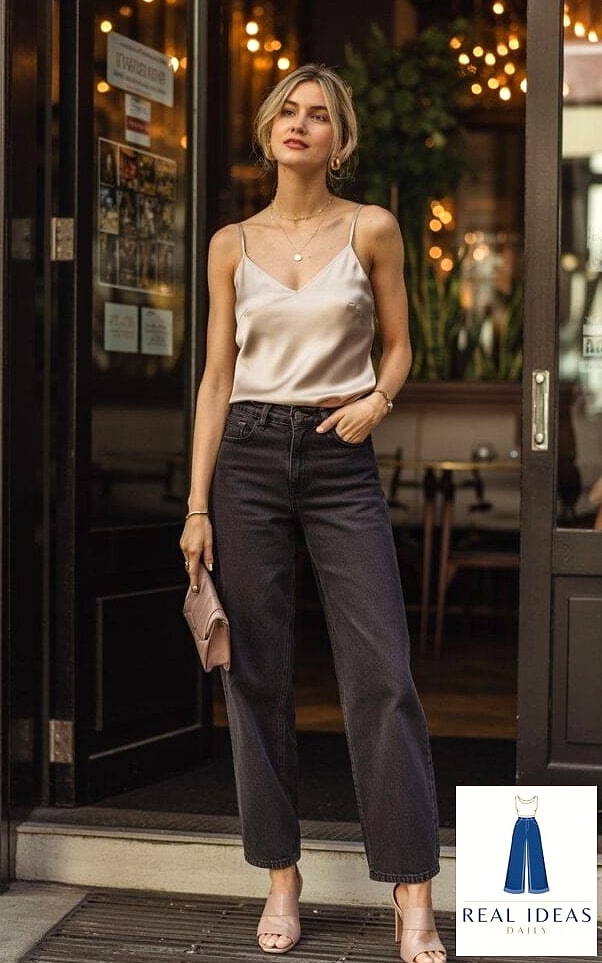 Baggy Jeans and a Silk Cami for Elevated Casual