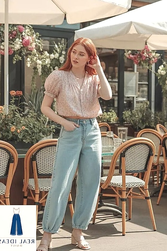 Baggy Jeans and a Blouse for a Feminine Twist