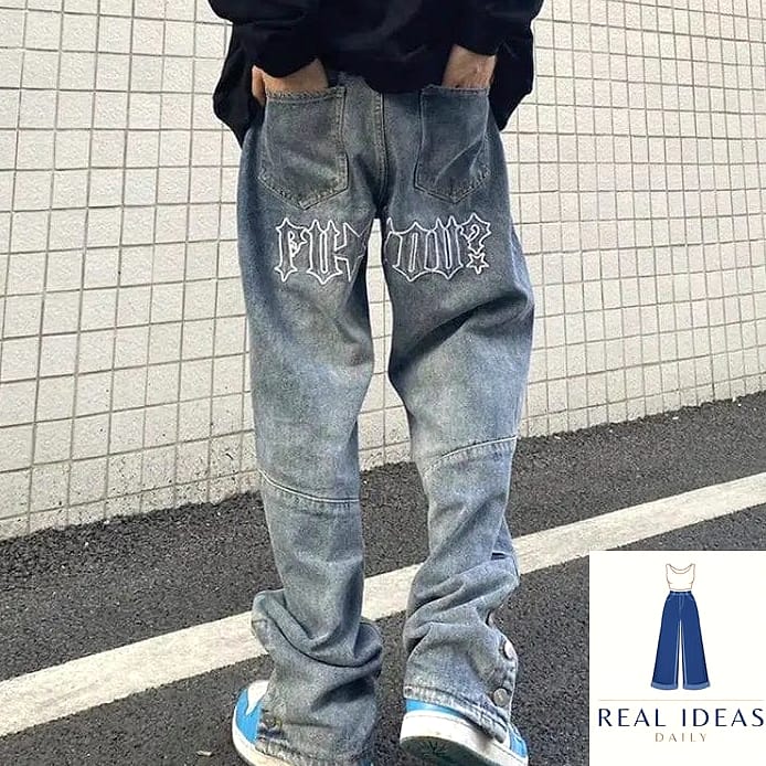 Baggy Jeans With Embroidered Detailing