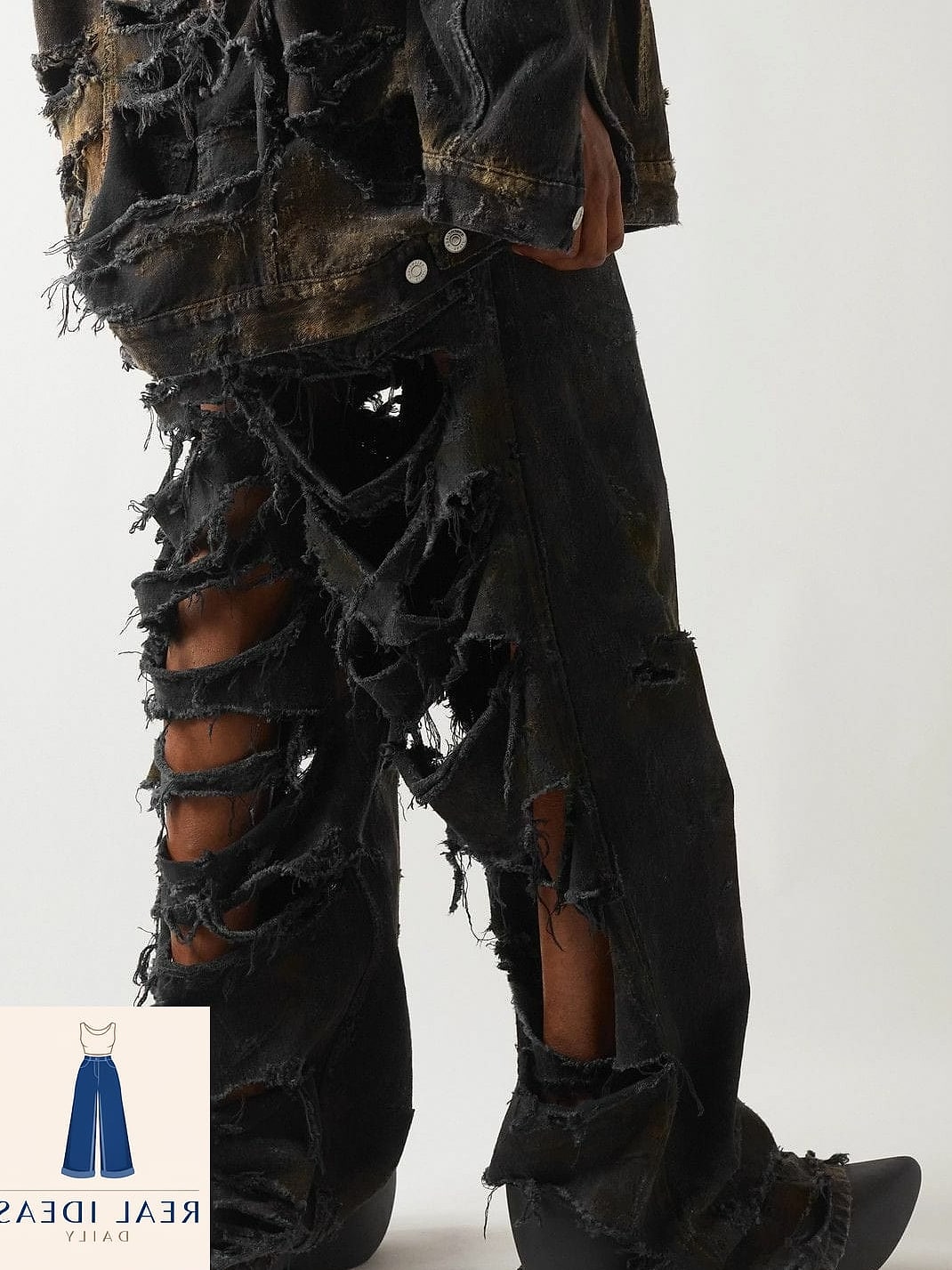Baggy Jeans With Rips and Studded Details