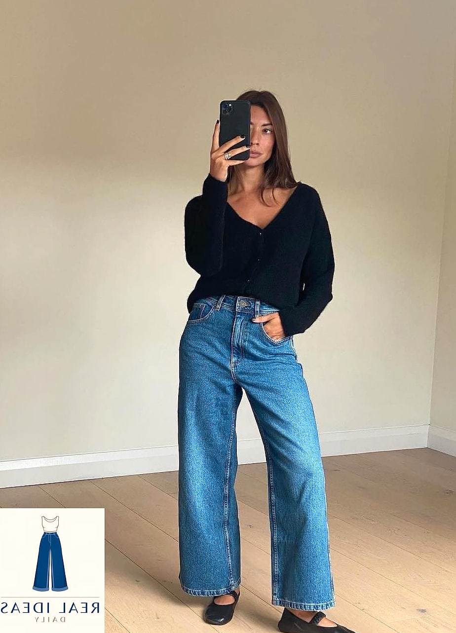 Baggy Jeans + Fitted Cardigan