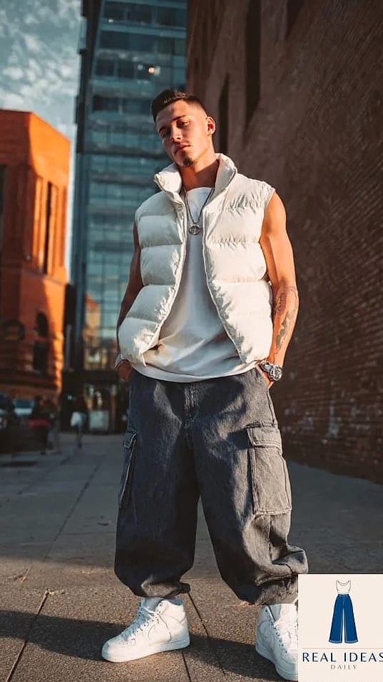 Baggy Jeans + Puffer Vest