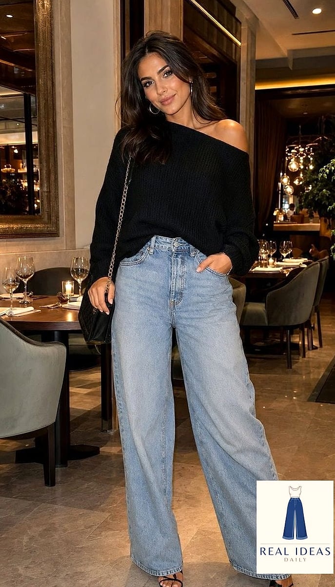 26 Outfits With Baggy Jeans That Are Absolutely Stunning 21 Baggy-Jeans Outfit: With Strappy Heels