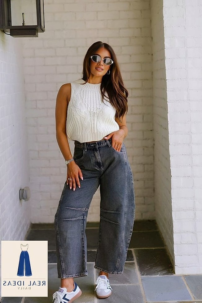 26 Outfits With Baggy Jeans That Are Absolutely Stunning 23 Baggy-Jeans Outfit: With a Cropped Cardigan