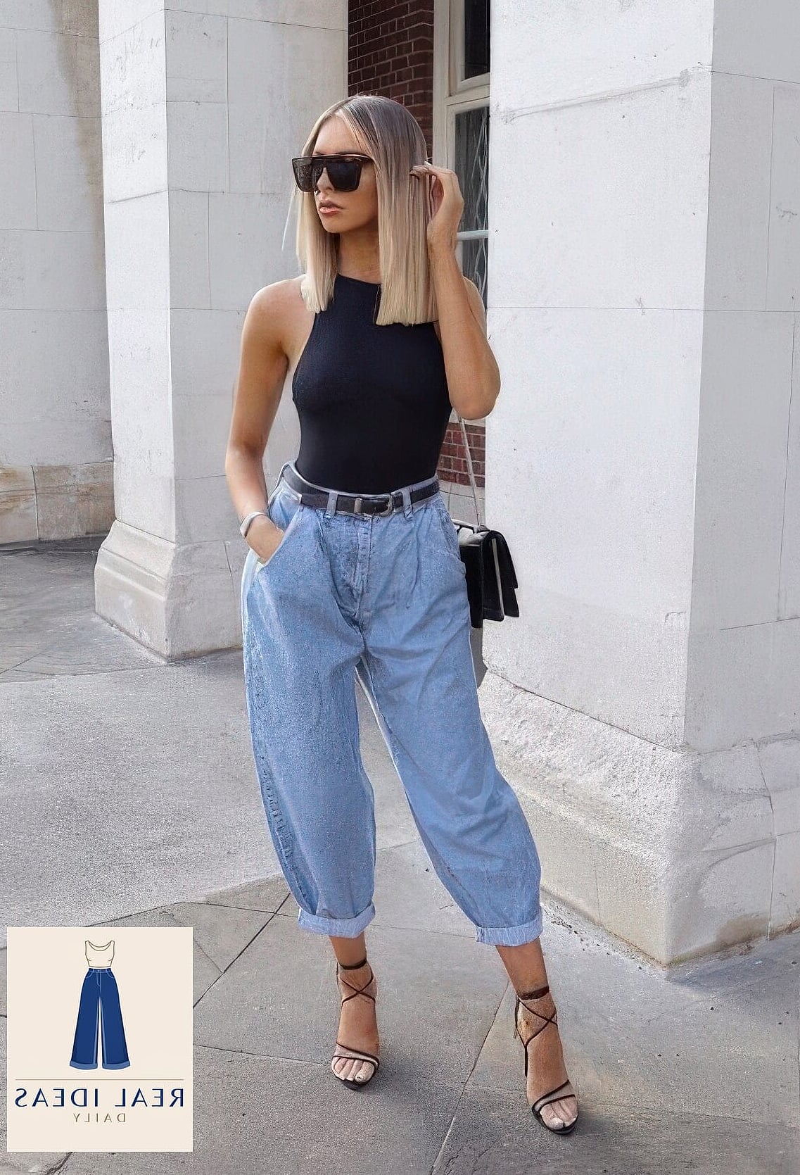 26 Outfits With Baggy Jeans That Are Absolutely Stunning 25 Baggy-Jeans Outfit: With a Halter Top