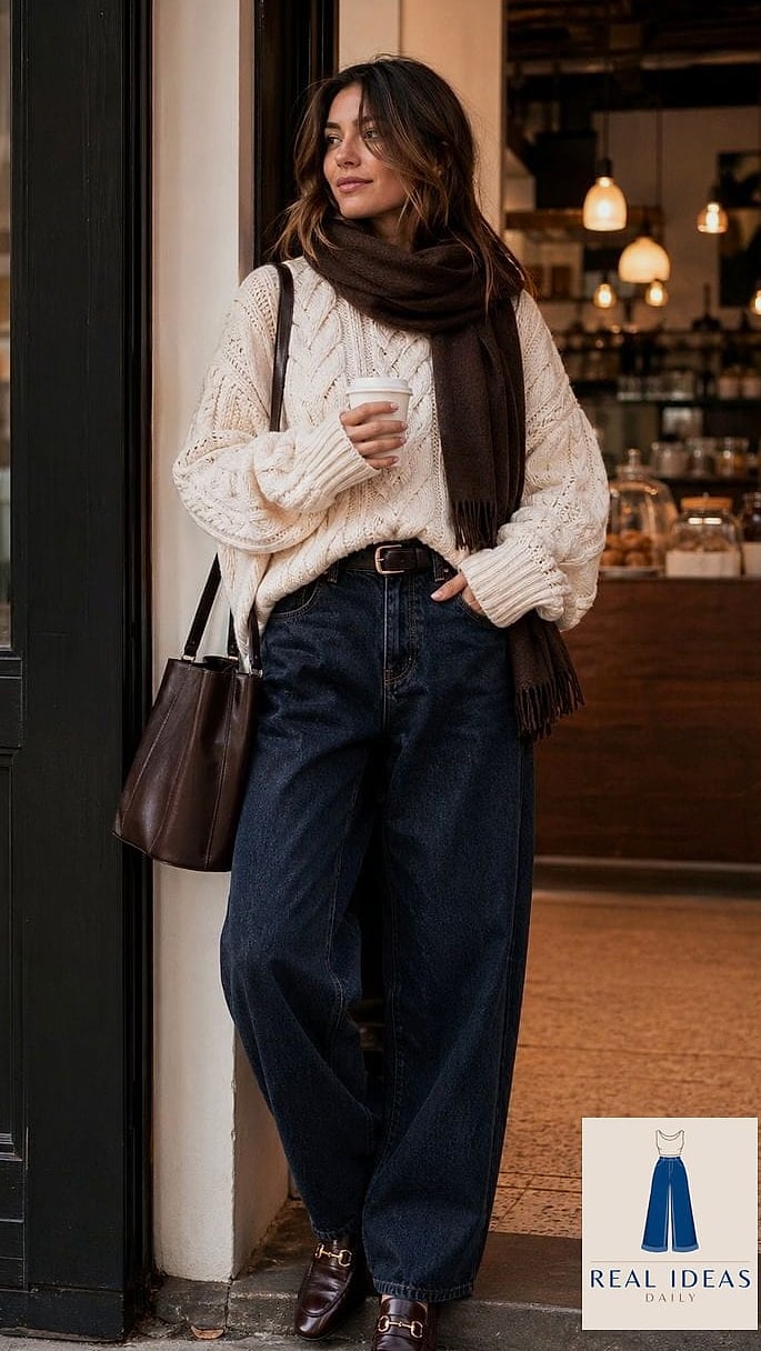 Baggy Jeans and Chunky Knit Sweater