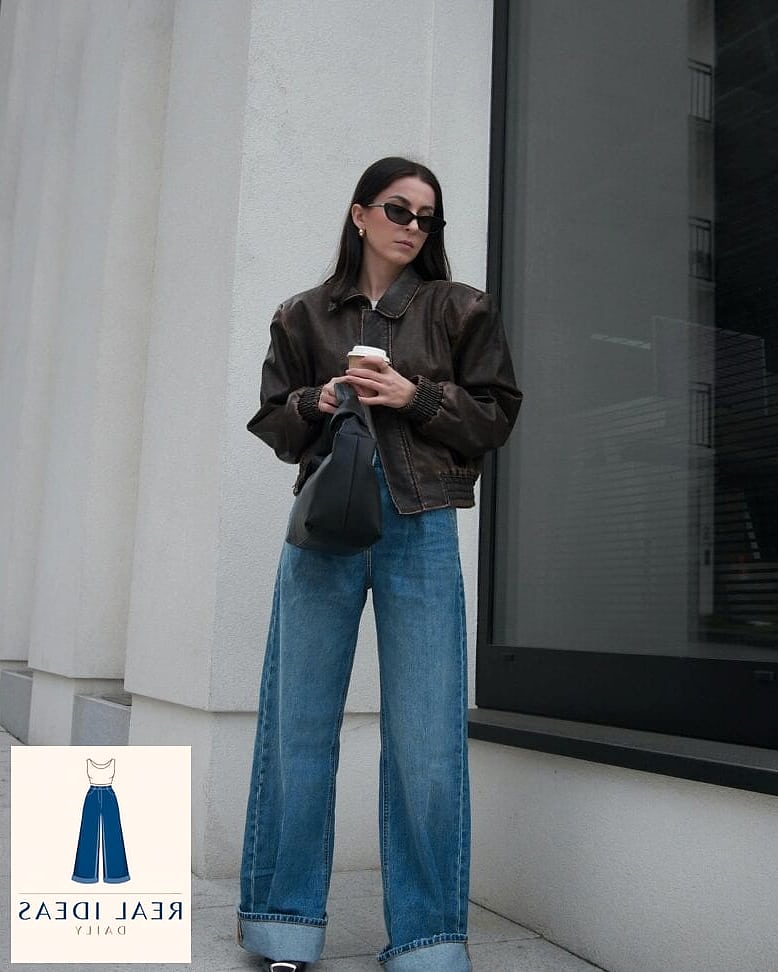 Baggy Jeans With a Leather Jacket