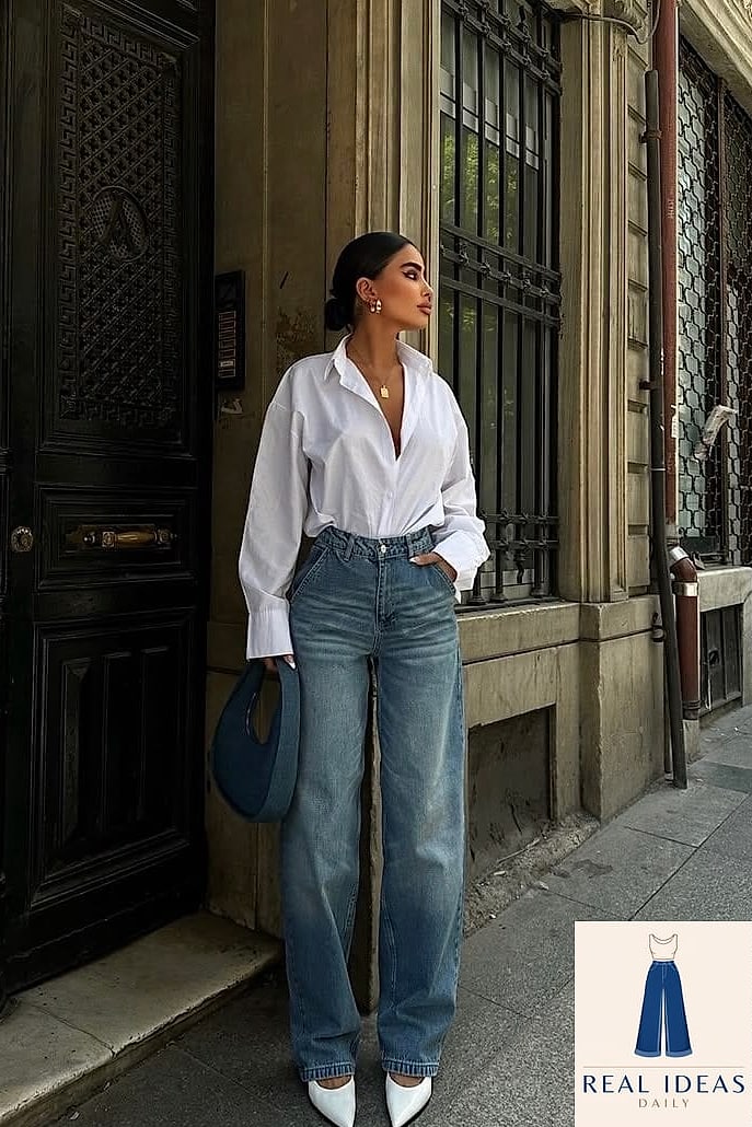 Baggy Jeans Styled for Wedding Guest Season