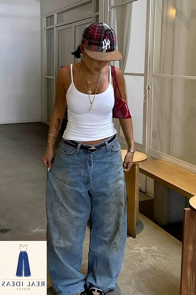 Baggy Jeans Dressed Up With Strappy Heels