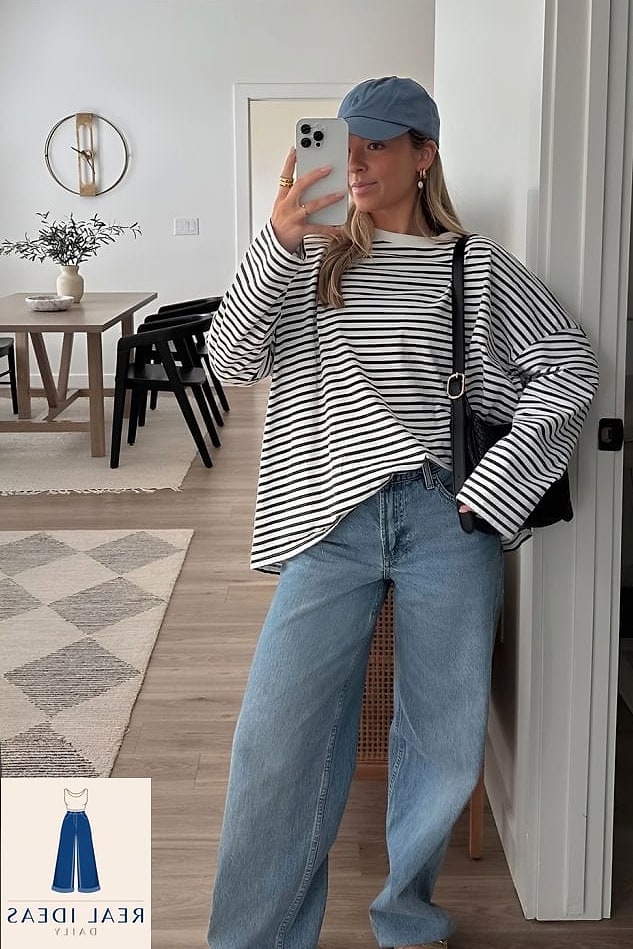 21 Super Baggy Jeans Outfit That Are Absolutely Stunning 12 Baggy-Jeans Outfit: With an Oversized Denim Jacket