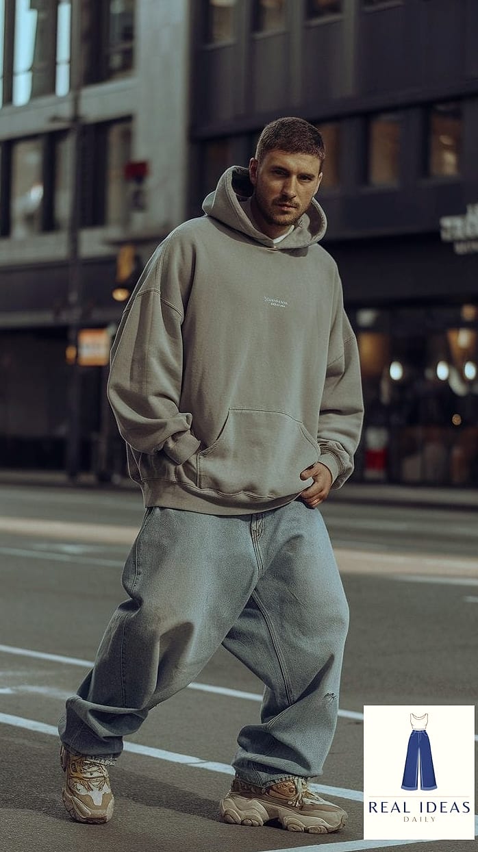 21 Super Baggy Jeans Outfit That Are Absolutely Stunning 14 Baggy-Jeans Outfit: With Chunky Sneakers and a Hoodie