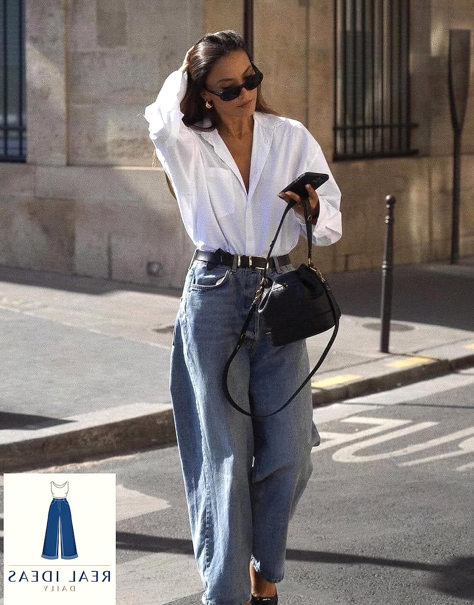 Baggy-Jeans Outfit: With a Business-Casual Button-Down