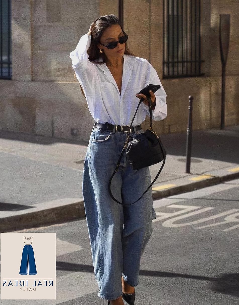 Baggy-Jeans Outfit: With a Business-Casual Button-Down