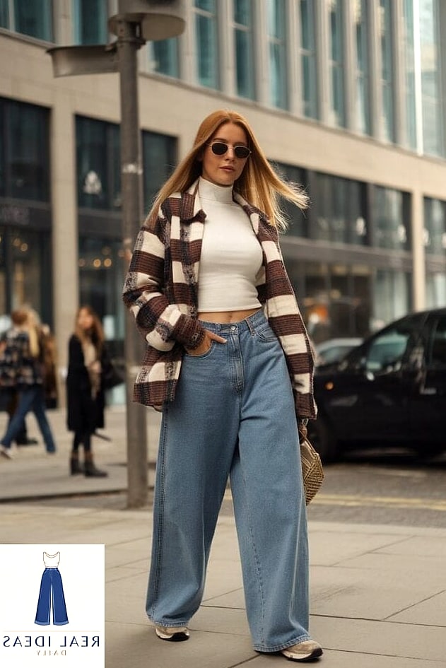 Baggy-Jeans Outfit: With Lug-Sole Platforms
