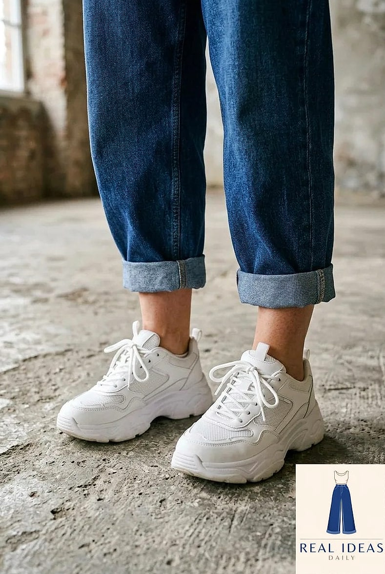 Baggy Jeans and Chunky Sneakers for a Sporty Street Style Vibe