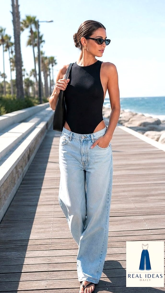 26 Cute Baggy Jeans Outfit Every Style Lover Needs to See 21 Baggy Jeans and a Bodysuit