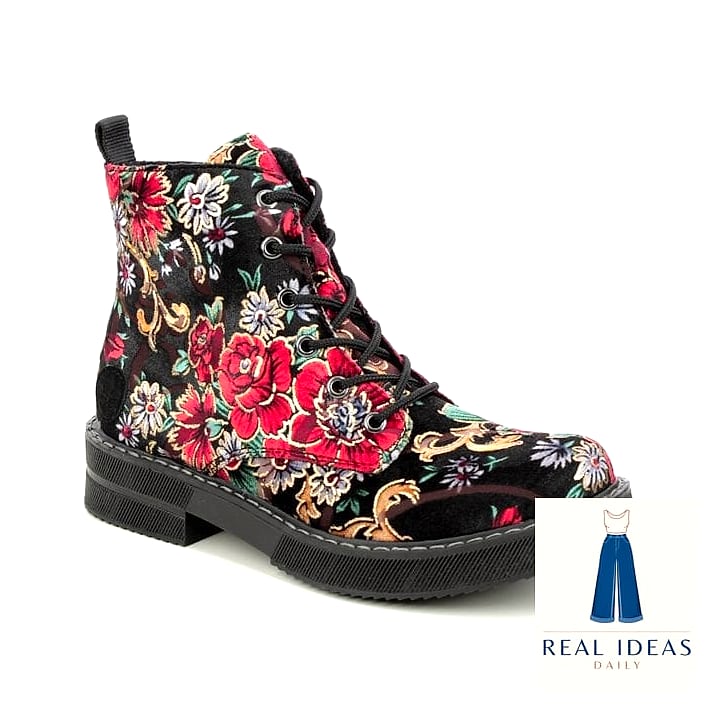 Biker Boots with Floral Prints