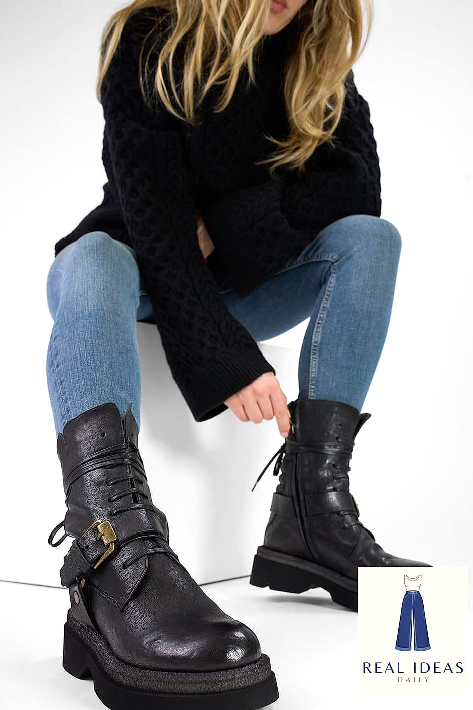 Biker Boots and a Cozy Turtleneck