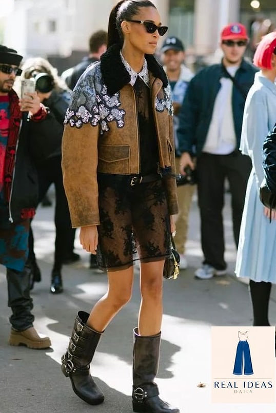 Biker Boots with a Midi Skirt